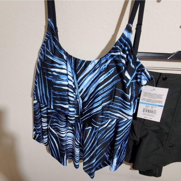 Maxine of Hollywood palm 2pc‎ Tiered tankini boy shorts Plus Size 20 W New - Picture 4 of 13